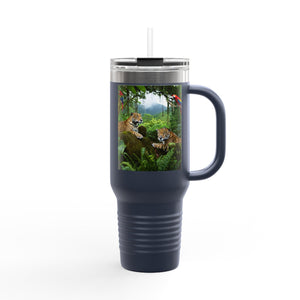 Jaguars and Parrots Insulated Travel Mug - 40oz - Perfect for Outdoor Adventures