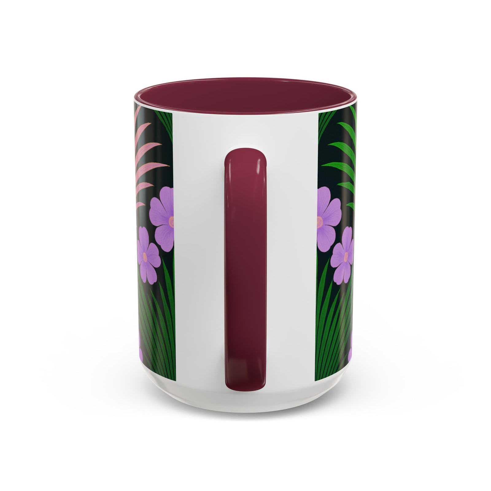 Accent Color Coffee Mug, Many Colors - 11oz & 15oz / Midnight Hibiscus Deco, Purple