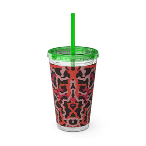 Tropical Tumbler with Straw | 16 oz: Coral Threads, Red