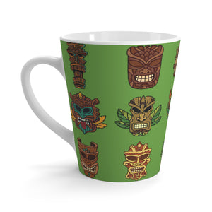 Latte White Mug - Tiny Tiki Dudes, Green