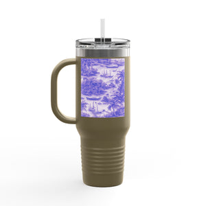 Insulated Travel Mug, 40oz / Tropical Toile, Amethyst - Perfect for Outdoor Adventures