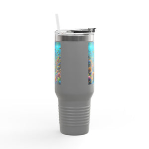 Insulated Travel Mug, 40oz / Busy Coral Reef - Perfect for Outdoor Adventures