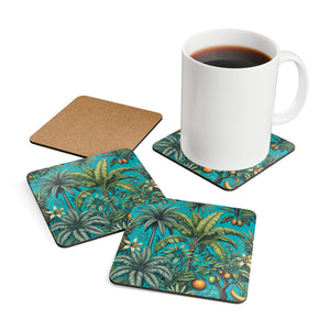 Coaster Set/4 - More Tropical Fruit, Turquoise