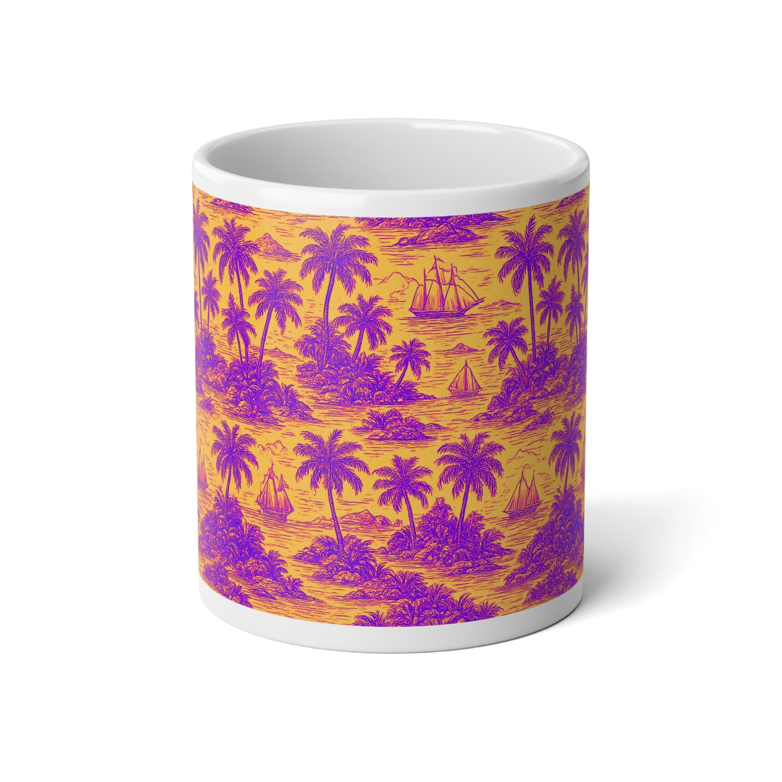 Jumbo Mug, 20oz, Faraway Toile, Pop | Tropical Coffee Cup