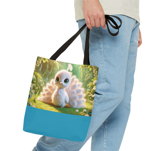 Baby White Peacock Trio Tote Bag - 3 Sizes