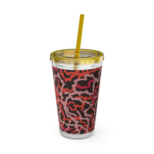 Tropical Tumbler with Straw | 16 oz: Coral Threads, Red