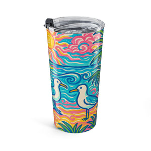 20oz Tumbler — Coastal Beach Seagulls Stainless Travel Cup