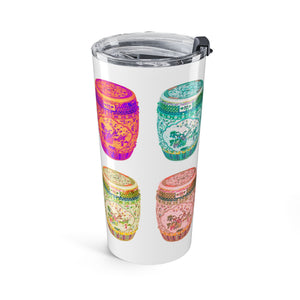 Tumbler 20oz - Pop Art Porcelain Stools, White