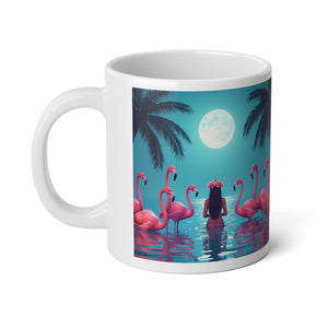 Jumbo Mug, 20oz, Moonlit Mermaid and Flamingos | Tropical Coffee Cup