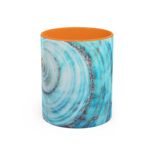 Colorful Mugs (11oz, 15oz), Disco Jade Turbo Shell Macro