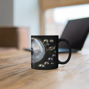 Black Pearl Ocean Mug – Iridescent Oyster Coffee Cup (11oz, 15oz)