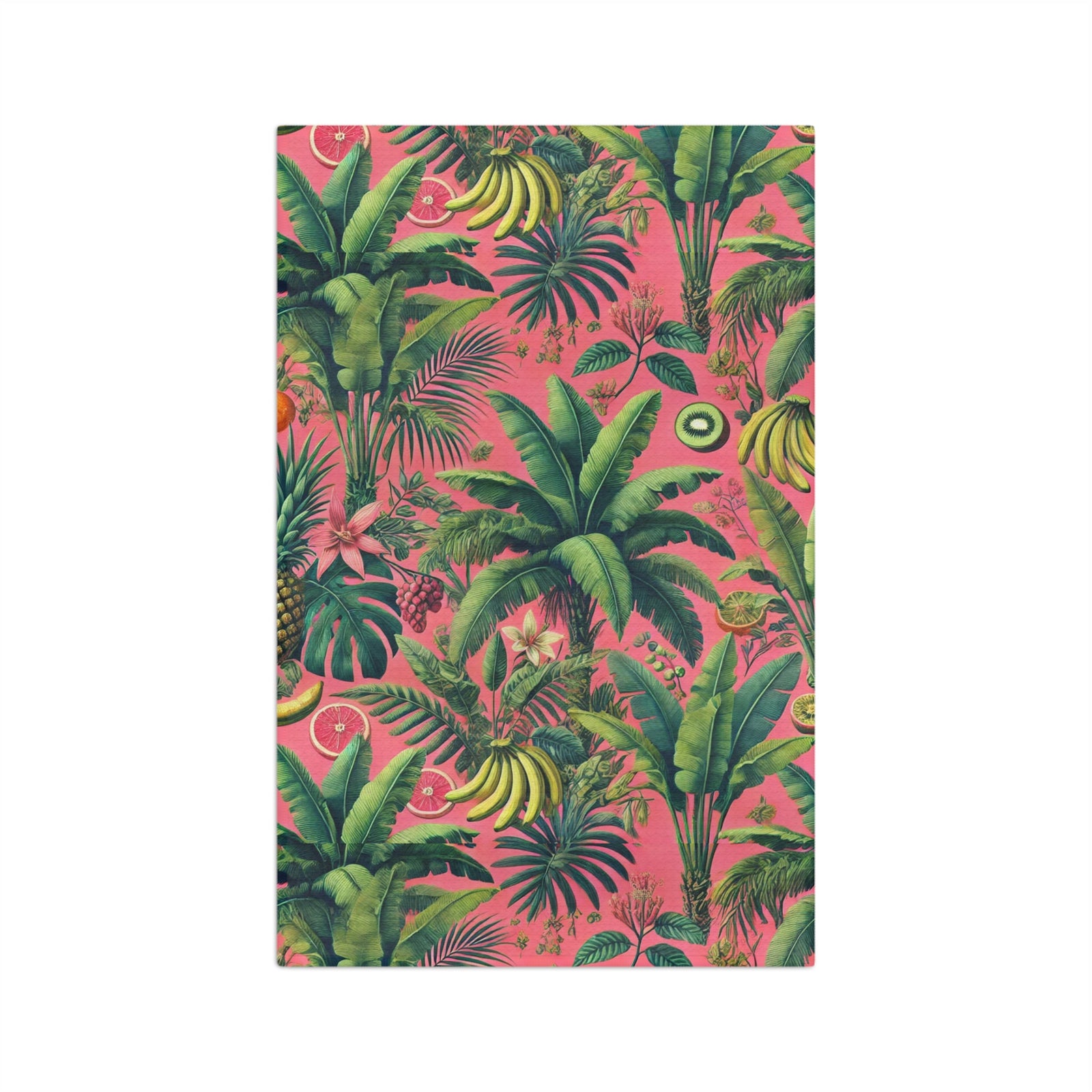 Tropical Microfiber Coffee/Tea Towel – Palms & Bananas, Coral
