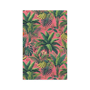 Tropical Microfiber Coffee/Tea Towel – Palms & Bananas, Coral