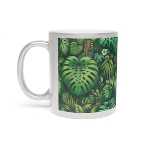 Tropical Metallic Mug, Gold or Silver:  Rainforest Greenery
