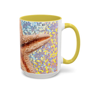 Colorful Mugs (11oz, 15oz), Disco Starfish Macro