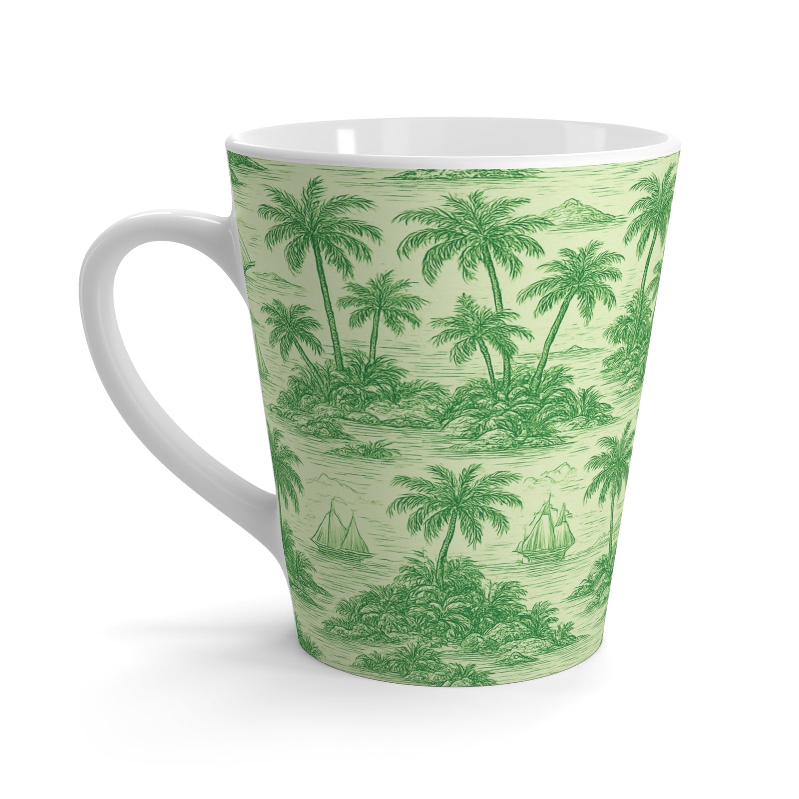 Latte White Mug - Faraway Toile/Green