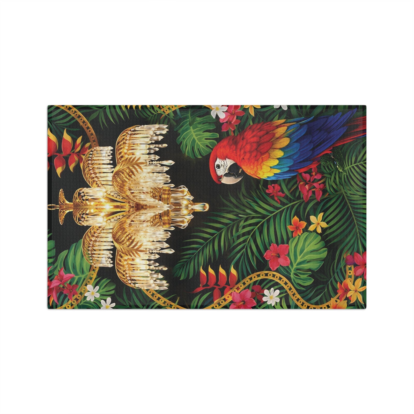 Coffee & Tea Kitchen Towel — Hollywood Regency Parrot, Microfiber