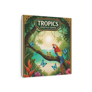 Tropics Metal Art Sign — Tropical Parrot Wall Decor