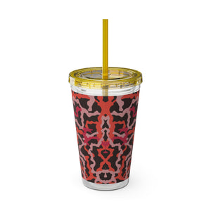 Tropical Tumbler with Straw | 16 oz: Coral Threads, Red