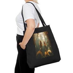 Three Mermaid Sisters, Black Tote Bag - 3 Sizes