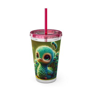Tropical Tumbler with Straw | 16 oz: Baby Peacock