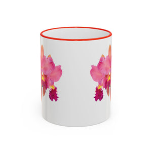 Accent Rim & Handle Mug – Pink Orchids