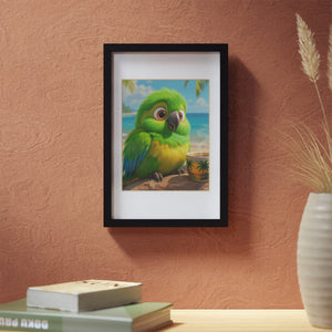 Tropical Parrot Framed Poster — Colorful Green Bird Wall Art