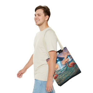 UFO and Flamingos Tote Bag - 3 Sizes