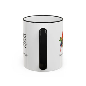 Accent Rim & Handle Coffee Mug ~ Tropics Lifestyle Coffee Parrot Logo