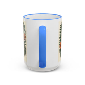 Accent Rim & Handle Coffee Mug — Palm & Bean Coffee Club Logo