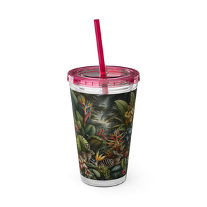 Tropical Tumbler with Straw | 16 oz: Rainforest Rabbit Outing