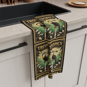 Tropical Microfiber Coffee/Tea Towel – Vintage Logo Botanical Toucan