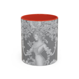 Accent Color Coffee Mug (11, 15oz), Pearl Lady Toile/Slate