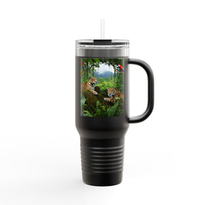 Jaguars and Parrots Insulated Travel Mug - 40oz - Perfect for Outdoor Adventures