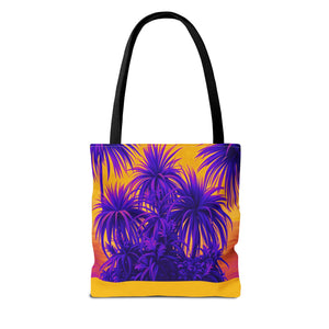 Tiny Palm Island Pop/Yellow Tote Bag - 3 Sizes