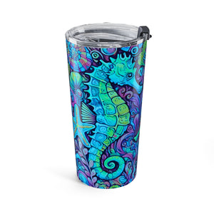 20oz Tumbler — Seahorse Trio Insulated Travel Cup, Turquoise Pop