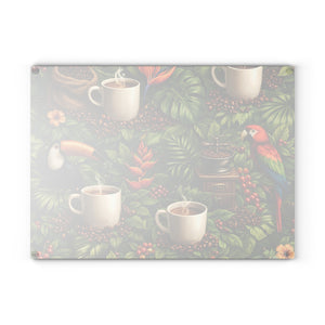Glass Coffee Station Plate ~ Rainforest Coffee Friends