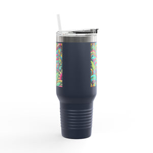 Insulated Travel Mug, 40oz / Rainforest Butterfly Pop - Perfect for Outdoor Adventures