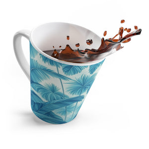 Latte White Mug - Perfect for Coffee Enthusiasts / Palm Serenity, Turquoise