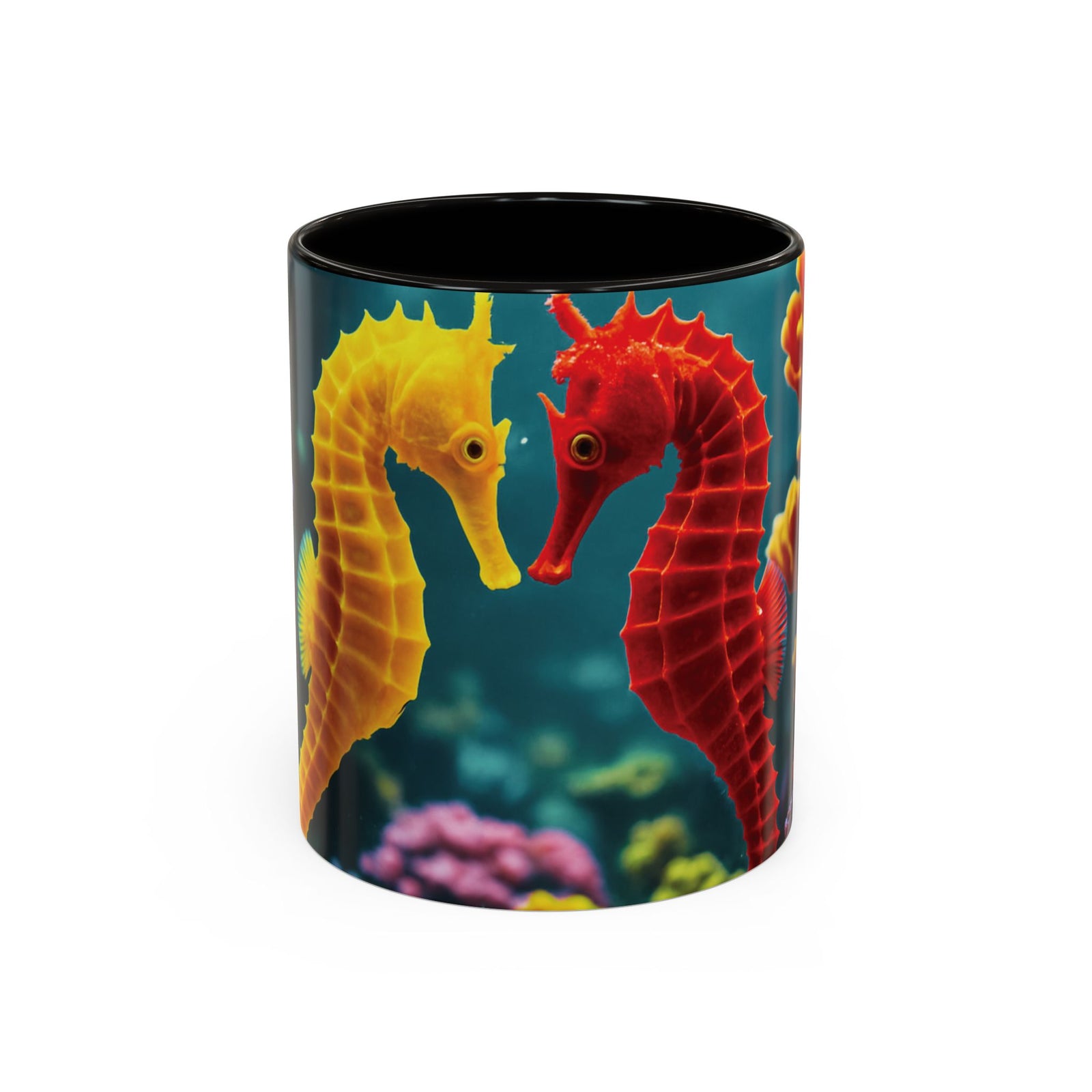Black Coffee Mug ~ Seahorses in Love