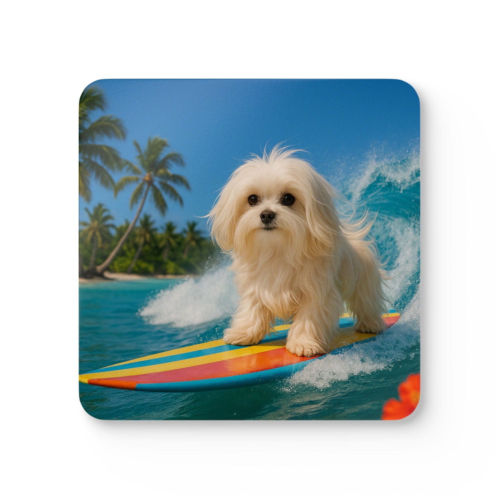 Coaster Set/4 - Surfer Puppy Ariel