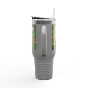 Insulated Travel Mug, 40oz / Jaguars and Parrots - Perfect for Outdoor Adventures