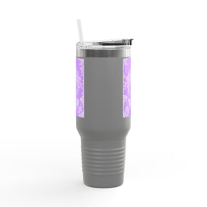 Insulated Travel Mug - 40oz - Perfect for Outdoor Adventures / Pearl Lady Toile/Amethyst