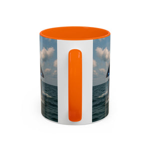 Accent Coffee Mug (11, 15oz), 8 Colors - UFO and Dolphin