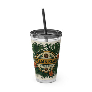 Tropical Tumbler with Straw | 16oz: Palm & Bean Coffee Club