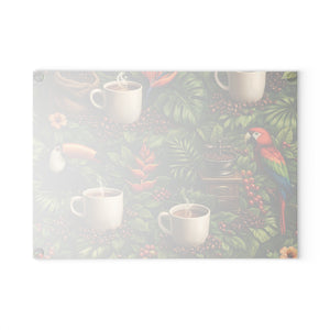 Glass Coffee Station Plate ~ Rainforest Coffee Friends