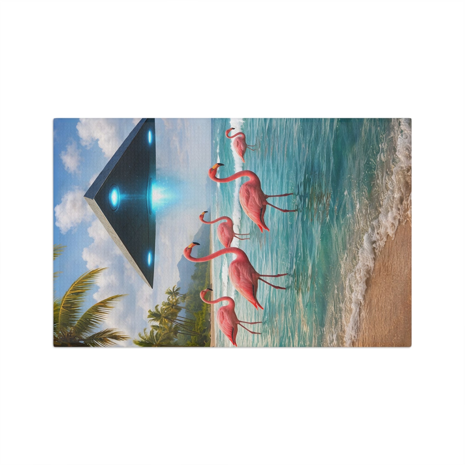 Microfiber Coffee/Tea Towel ~ UFO & Beach Flamingos
