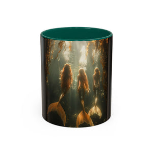 Colorful Mugs (11oz, 15oz), Three Mermaid Sisters, Black