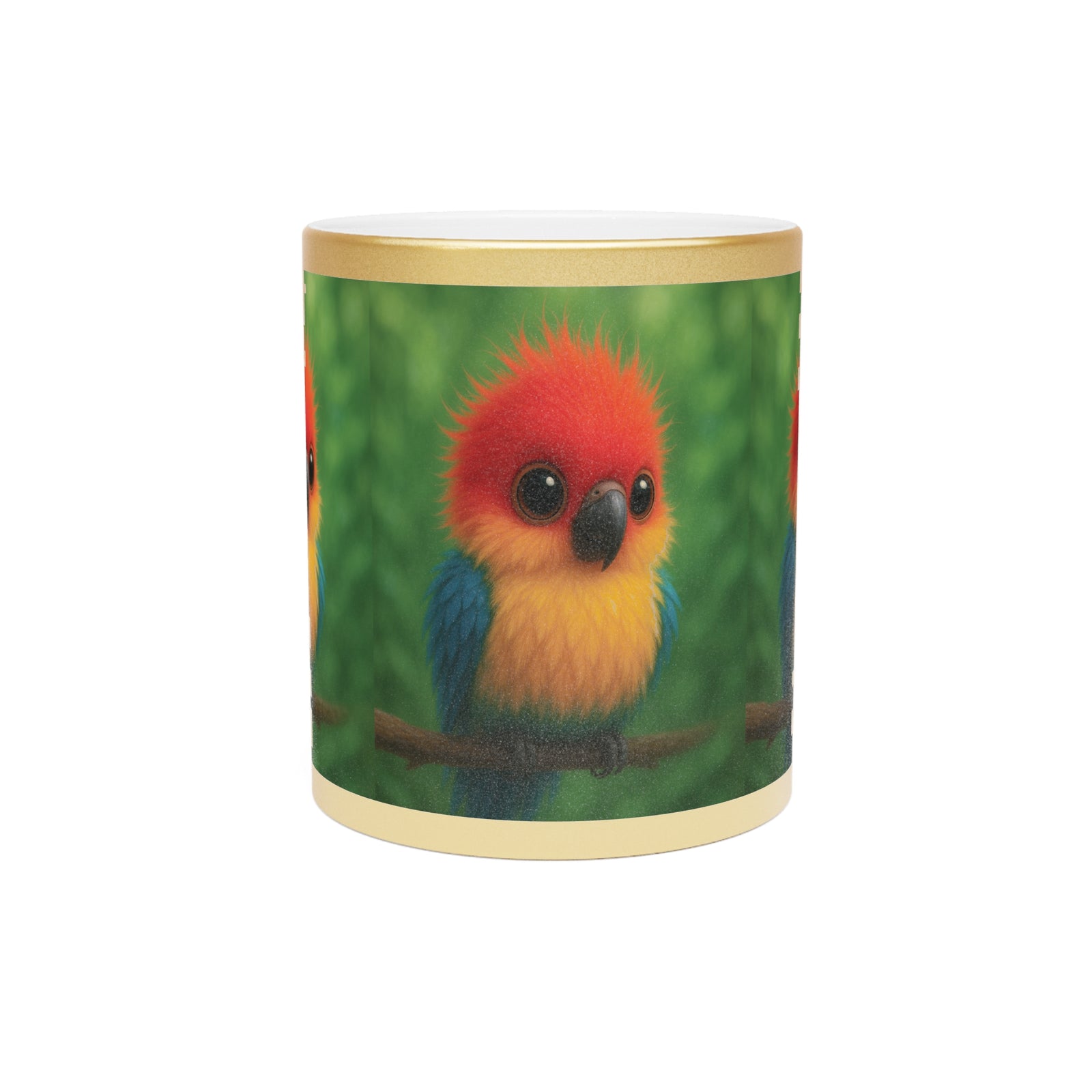 Tropical Metallic Mug, Gold or Silver - Baby Parrot