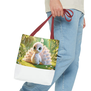 Baby White Peacock/White Trio Tote Bag - 3 Sizes